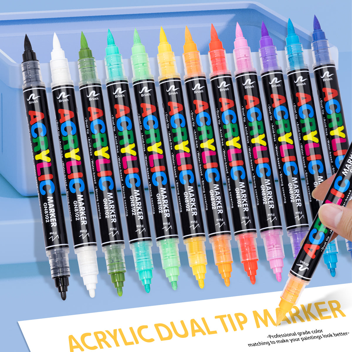 Feutres acryliques double pointe : pointe pinceau et pointe fine